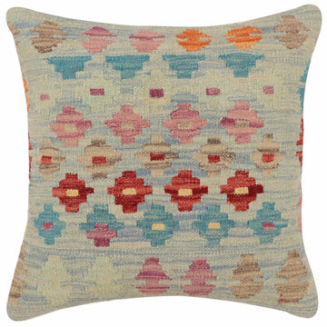 handmade Traditional Pillow Blue Red Hand-Woven SQUARE 100% WOOL Hand woven turkish pillow2' x 2'